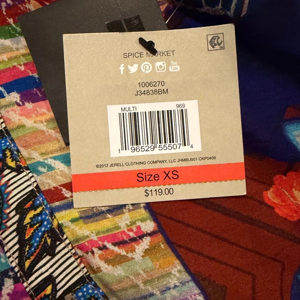 NEW John Mark Patchwork Floral Geometric Ruched S… - image 9